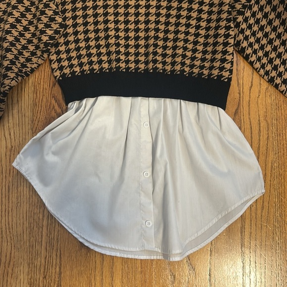 Joie Houndstooth Sweater with Button Up Blouse - Picture 3 of 5